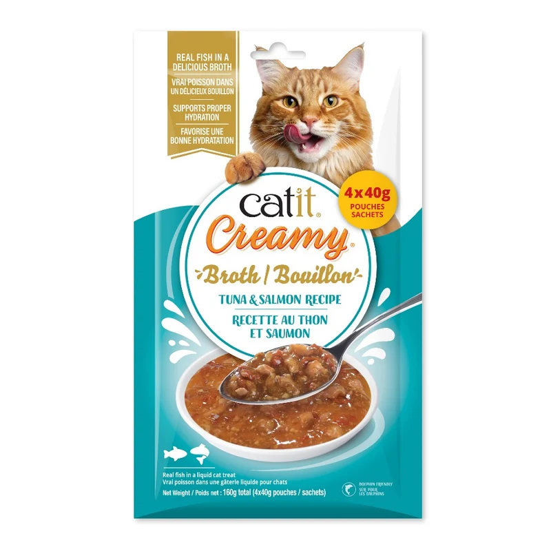 Bouillon Catit Creamy au thon et saumon - Paquet de 4 x 40 gr
