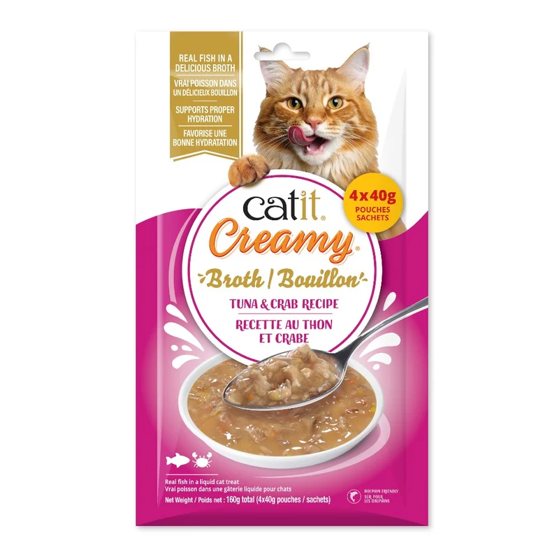 Bouillon Catit Creamy au thon et crabe - Paquet de 4 x 40 gr