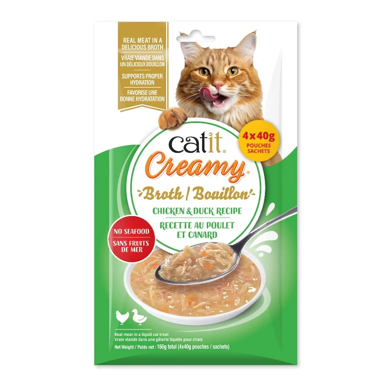 Bouillon Catit Creamy au poulet et canard - Paquet de 4 x 40 gr
