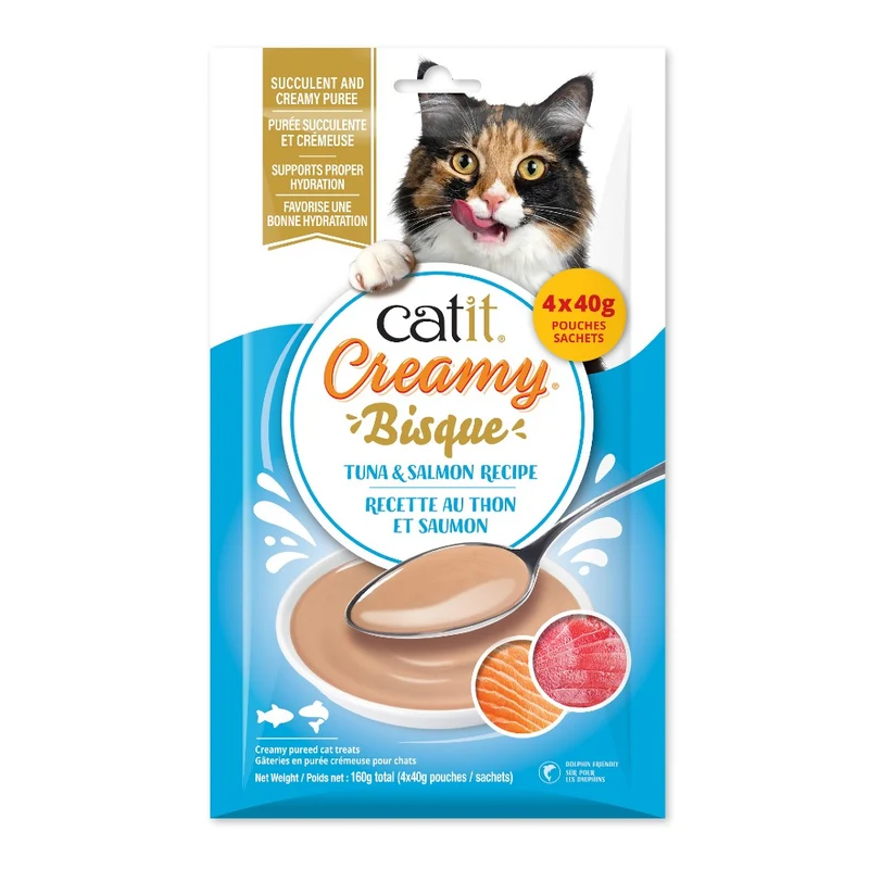 Bisque Catit Creamy au thon et saumon - Paquet de 4 x 40 gr