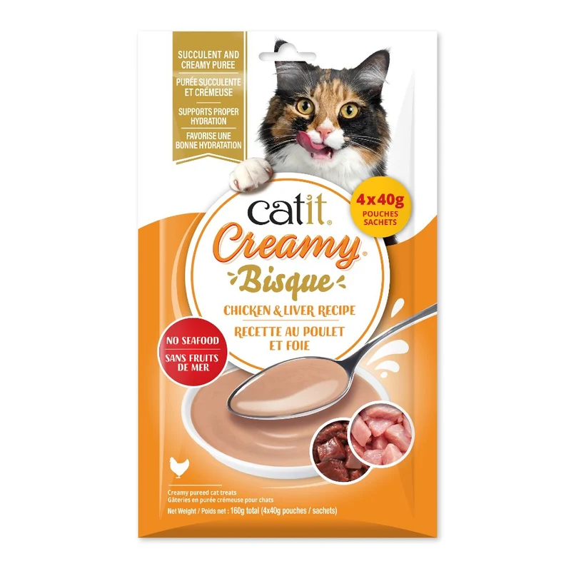 Bisque Catit Creamy au poulet et foie - Paquet de 4 x 40 gr