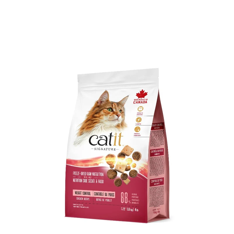 Nourriture Catit Signature avec cru séché à froid pour chats adultes - Repas de poulet - Contrôle du poids