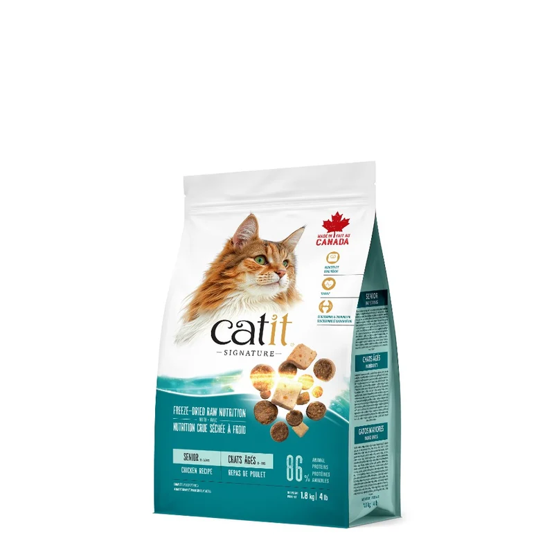 Nourriture Catit Signature avec cru séché à froid pour chats âgés - Repas de poulet