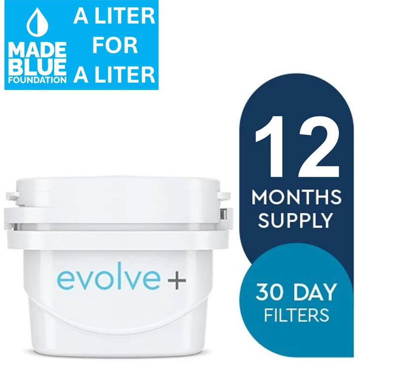 Lot de 12 filtres à eau à vie unique Aqua Optima Evolve+ | 12 x 100 litres | Filtre de rechange Aqua Optima, Brita® Maxtra®, Maxtra+®