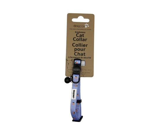 Dexypaws Collier En Polyester Pour Chat, Bleu Ciel à Motifs De Mandarines