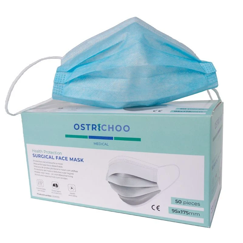Masque facial Ostrichoo - Masque facial chirurgical type I - Certifié NL - Filtration 95% - 50 pièces