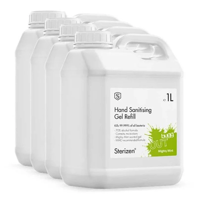 Pack de recharge de gel désinfectant pour les mains | 4 x 1 litre Gel pour les mains | Meilleure hygiène des mains | Pour colonne de désinfection X4 et X5