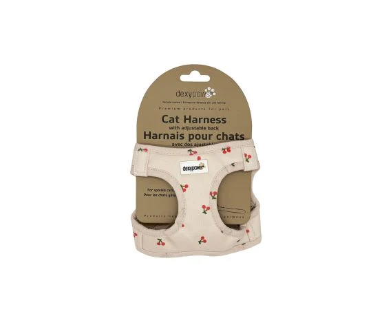Dexypaws Harnais En Néoprène Pour Chat, Beige Naturel à Motifs De Cerises