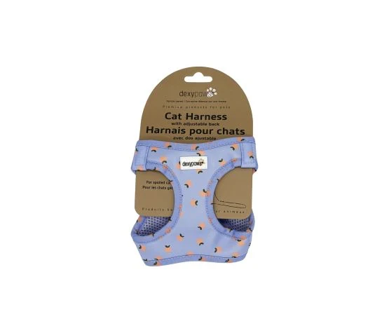 Dexypaws Harnais En Néoprène Pour Chat, Bleu Ciel à Motifs De Mandarines