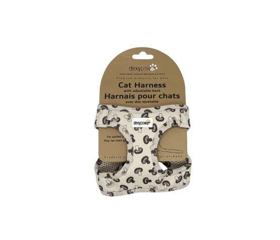 Dexypaws Harnais En Néoprène Pour Chat, Gris à Motifs De Champignons
