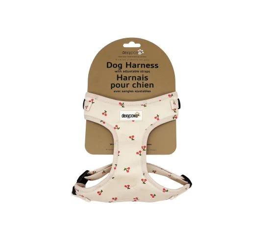 Dexypaws Harnais En Néoprène Pour Chien, Beige Naturel à Motifs De Cerises