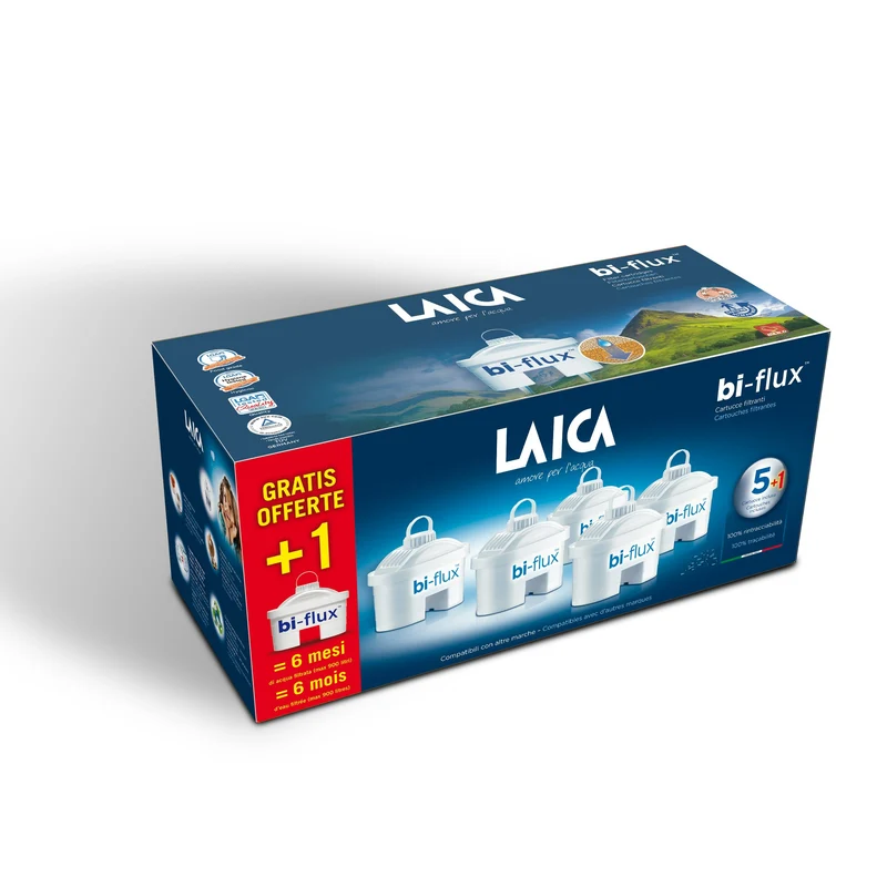 Filtres à eau Laica F6S Bi-Flux - lot de 6 cartouches filtrantes Laica Bi-Flux