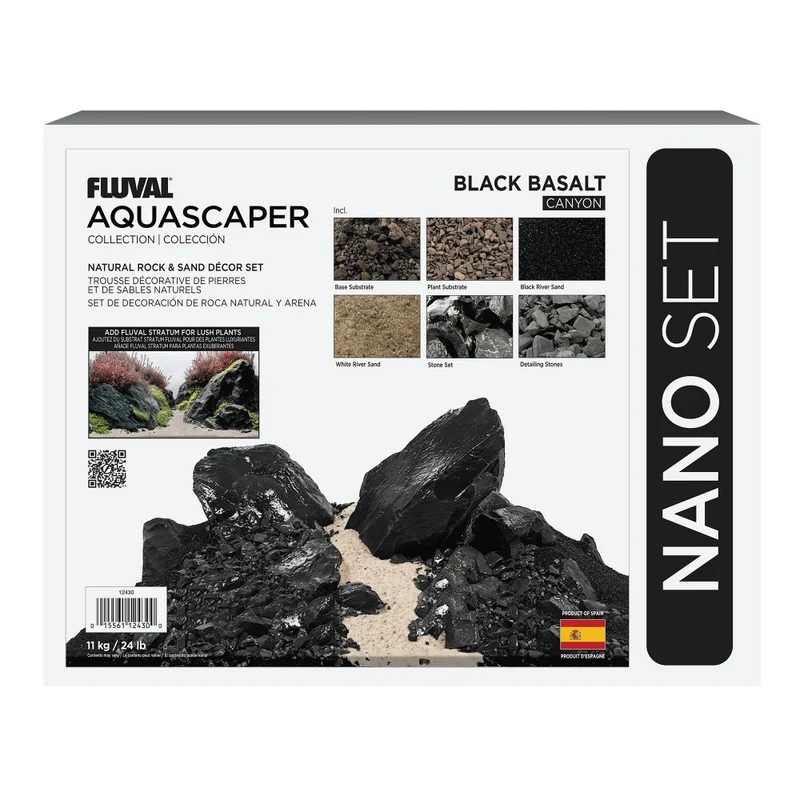 Trousse décorative Fluval de pierres et de sables - Black Basalt
