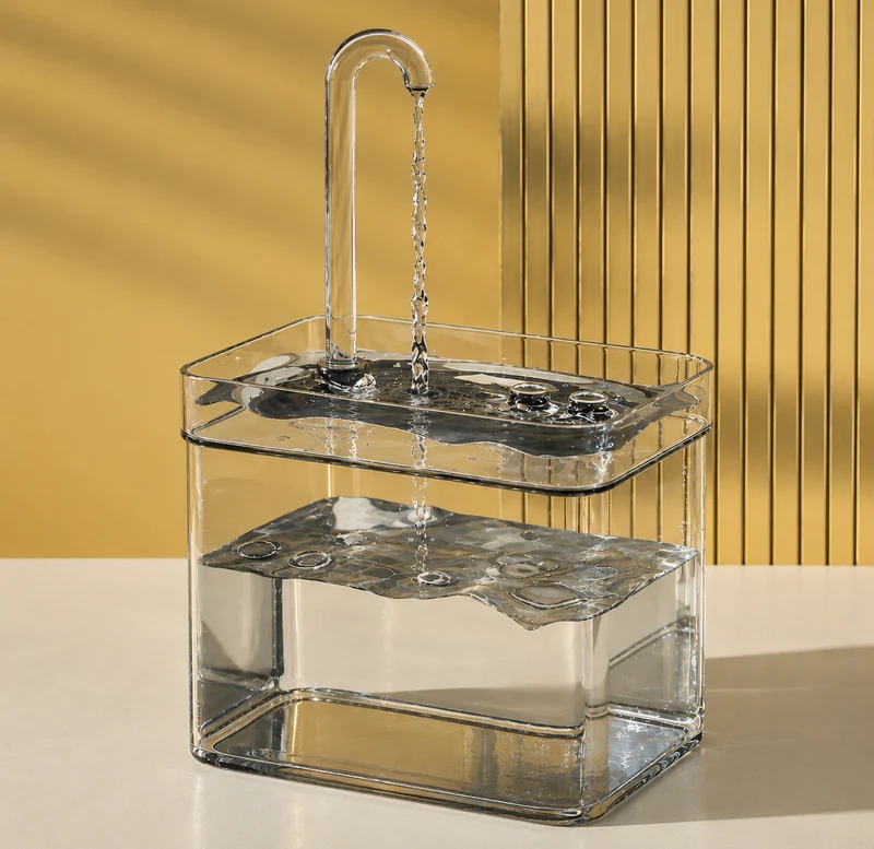 Fontaine à eau pour chat transparente USB — débit réglable