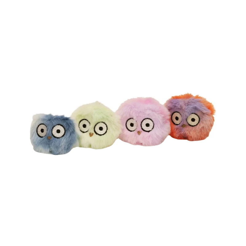 Bud'z Jouets pour chat - Balles hibou colorées - Remplie d'herbe à chat - 5 cm
