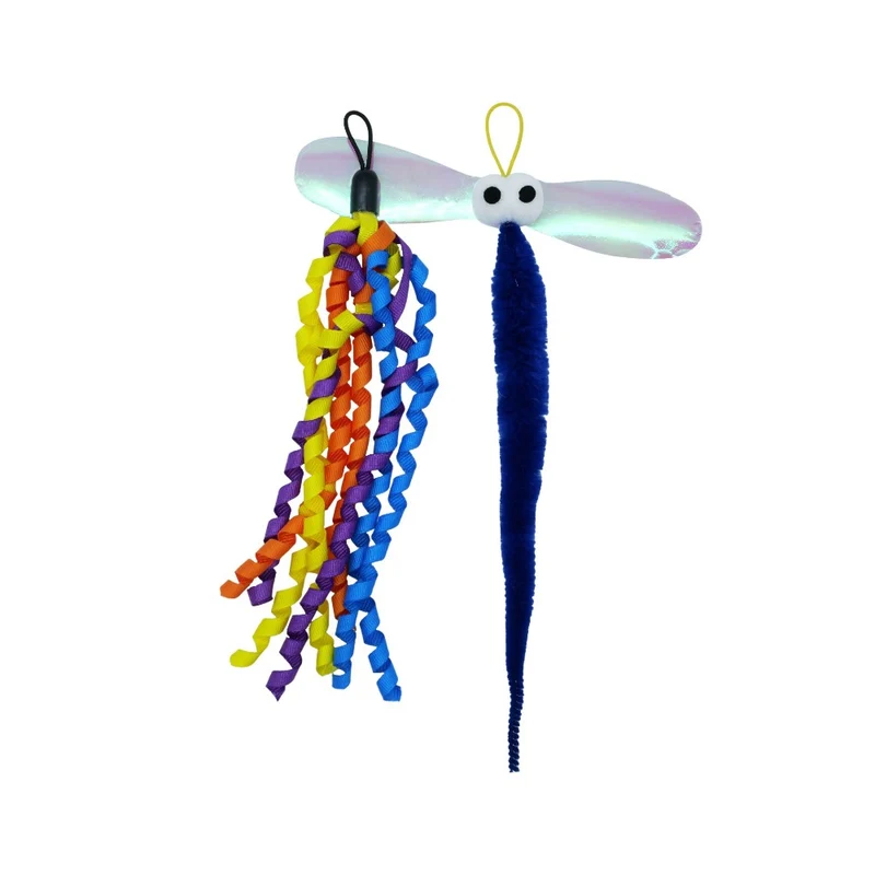 Bud'z Jouet pour chat - Duo libellule bleue et rubans - 25 cm