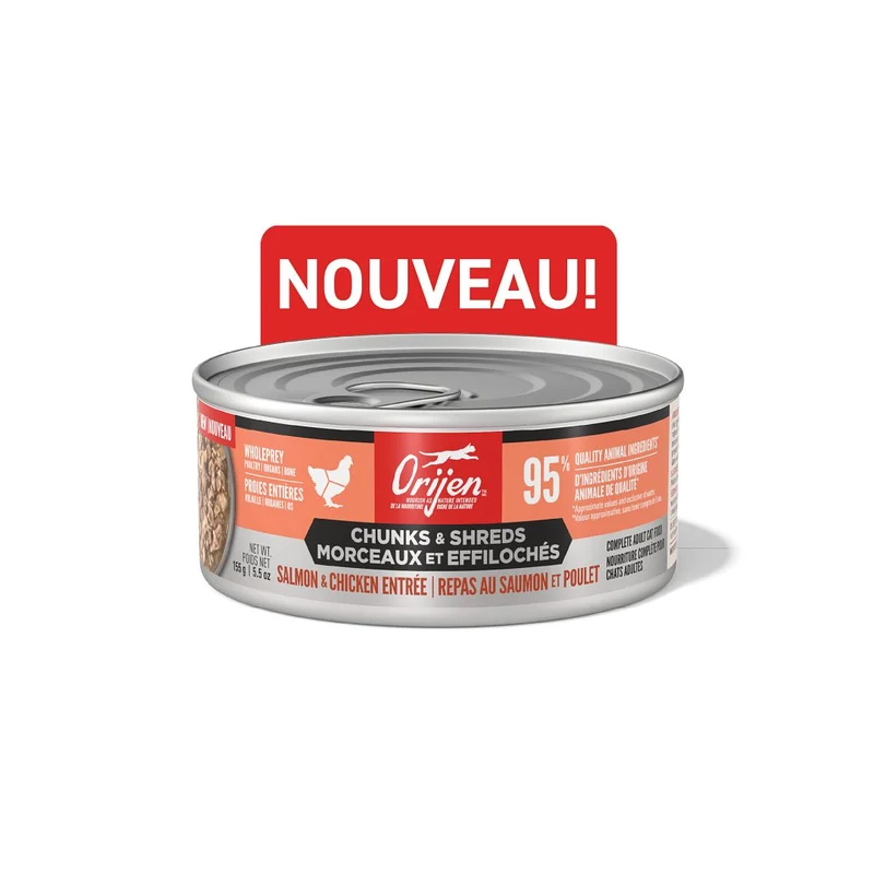 ORIJEN Chat Morceaux et effilochés Repas Saumon / Poulet 155 gr