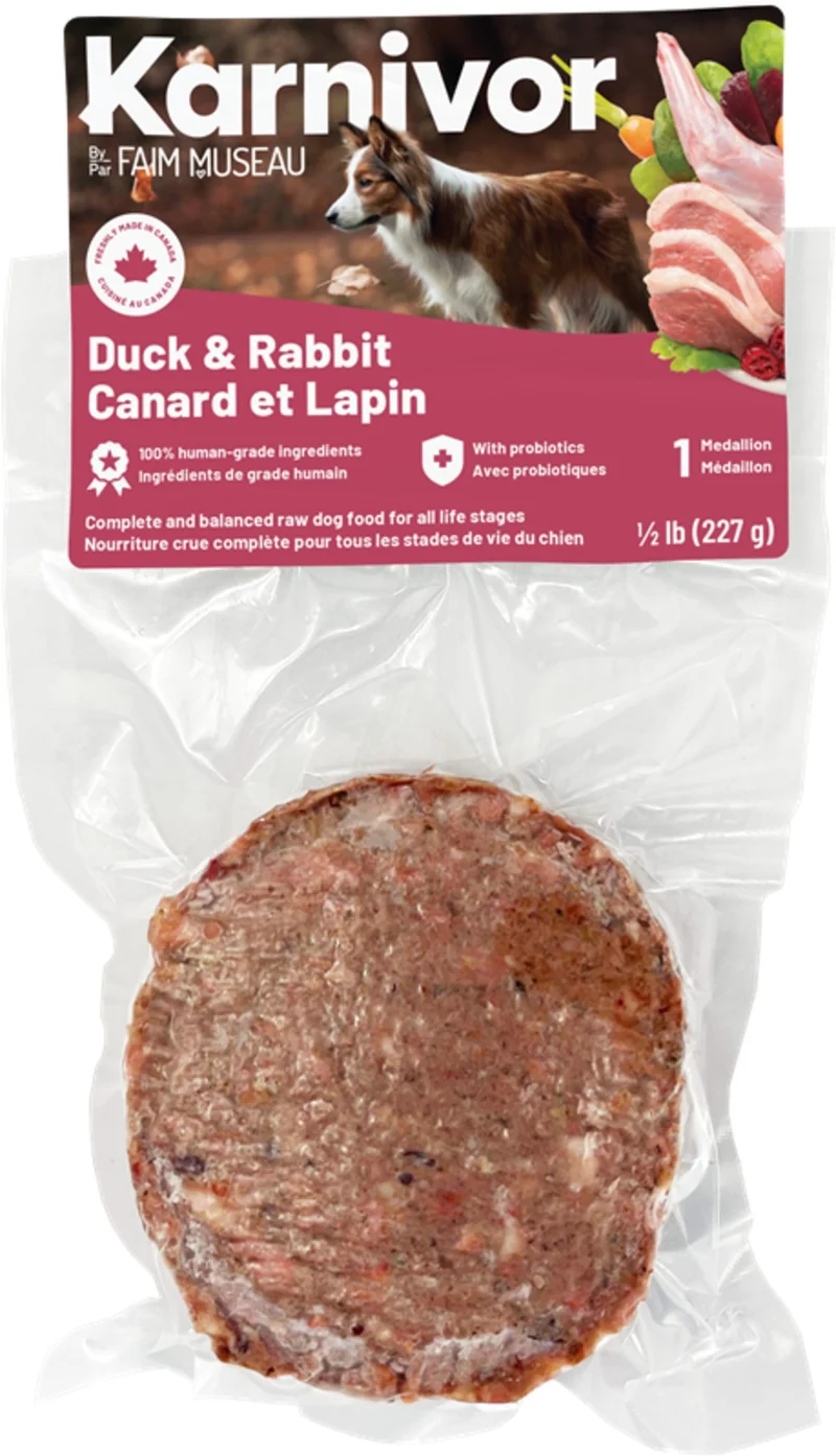 Nourriture crue pour chien Karnivor - Médaillon - Canard et lapin