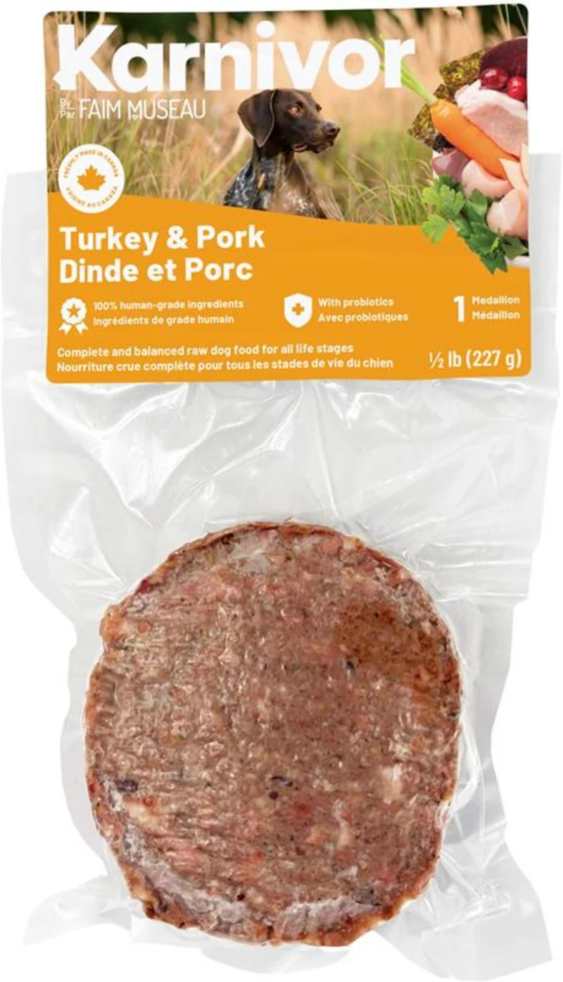 Nourriture crue pour chien Karnivor - Médaillon - Dinde et porc