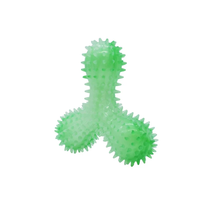 Bud'z Jouet en caoutchouc lumineux pour chien - Triskel à pointes - Vert - 16 cm
