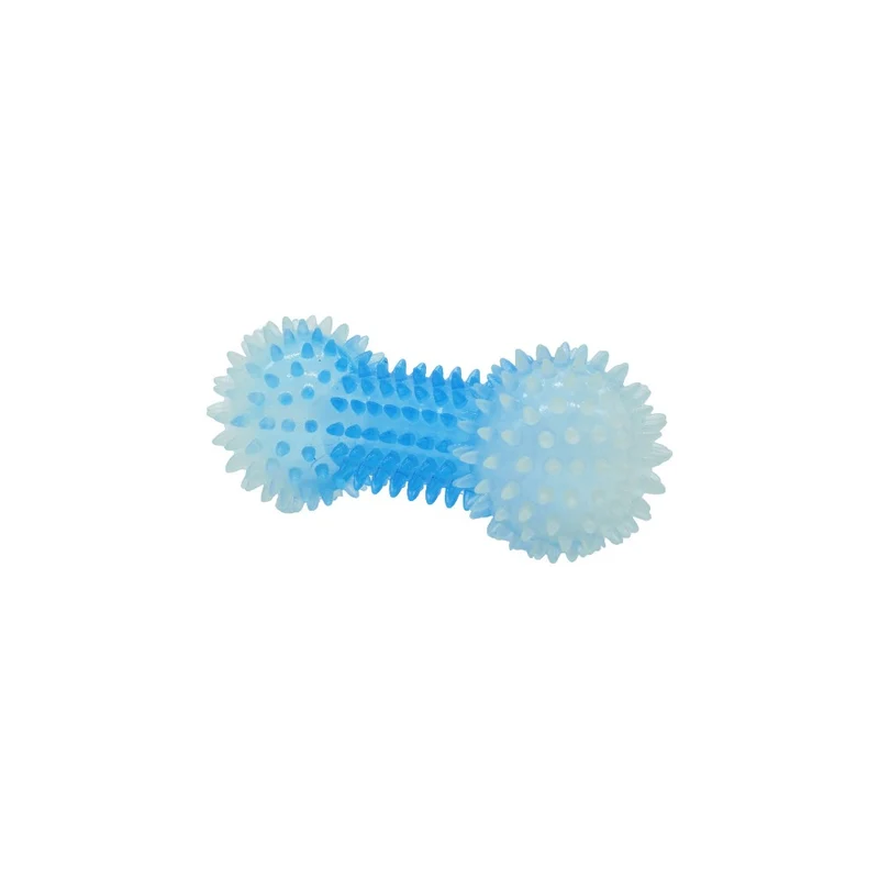 Bud'z Jouet en caoutchouc lumineux pour chien - Haltère à pointes - Bleu - 16 cm