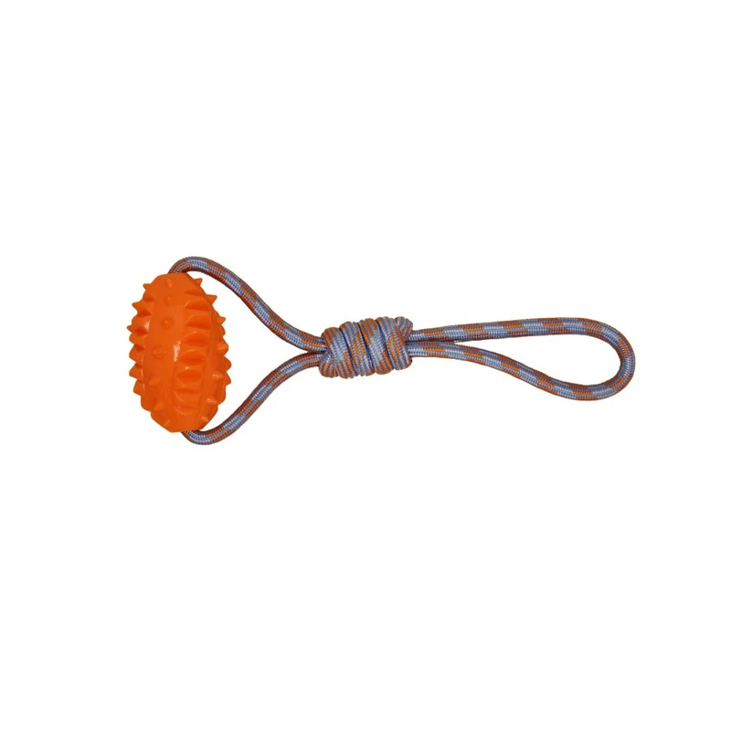 Bud'z Jouet de corde flottante pour chien - Ballon de Football avec poignée - Orange et bleu 38 cm