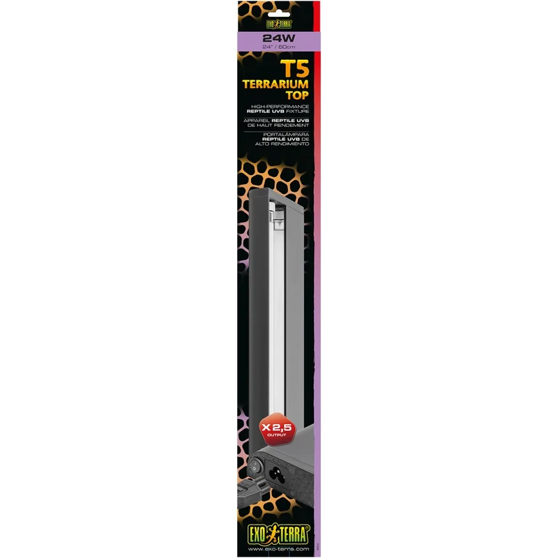 Exo Terra Couvercle d’éclairage T5 Reptile UVB à rendement très élevé - 24 W - 60 cm (24 po)
