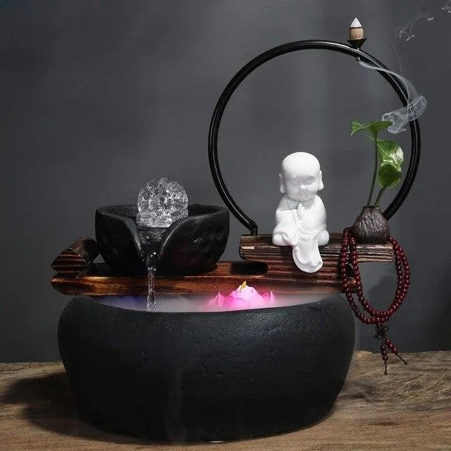 Fontaine zen eau et encens