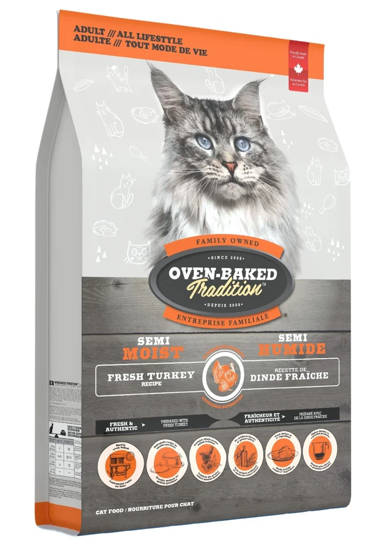 Oven-Baked Tradition Nourriture semi-humide pour chat - Dinde