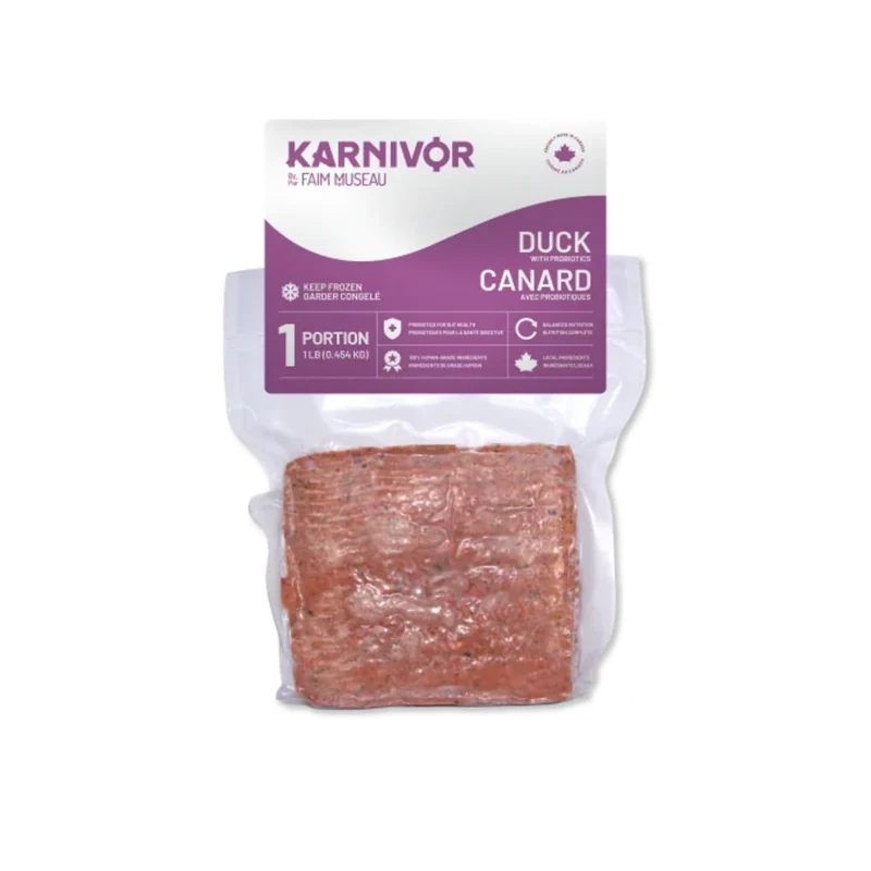 Nourriture crue pour chien Karnivor - Canard avec probiotiques