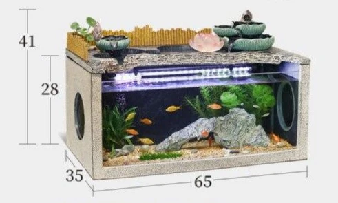 Fontaine avec aquarium à poisson