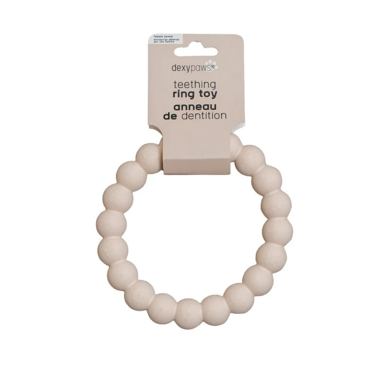 Dexypaws Jouet à mâcher ultra robuste pour chien - Anneau - Beige