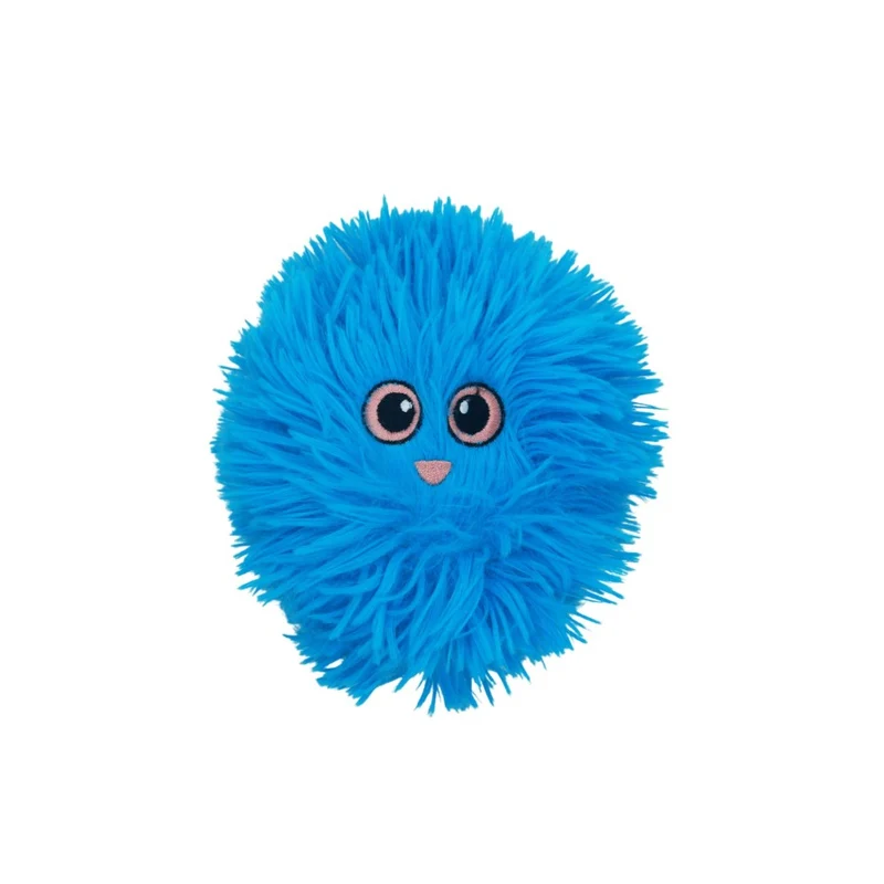 Bud'z Jouet en peluche pour chien - 3 tissus - Petite balle joufflue - Bleu 10 cm