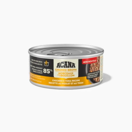 Conserve pour chat ACANA Morceaux dans le bouillon Recette au poulet et au thon