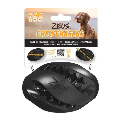 Zeus jouet Chewchasers en caoutchouc pour gâterie - Ballon de Rugby - Noir