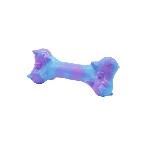 Bud'z Jouet en caoutchouc pour chien - Os à piques - Bleu et mauve