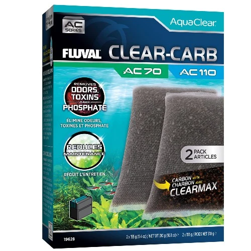 Fluval Masses filtrantes Clear-Carb pour filtre à moteur AC70/AC110 AquaClear - 310 gr - Paquet de 2