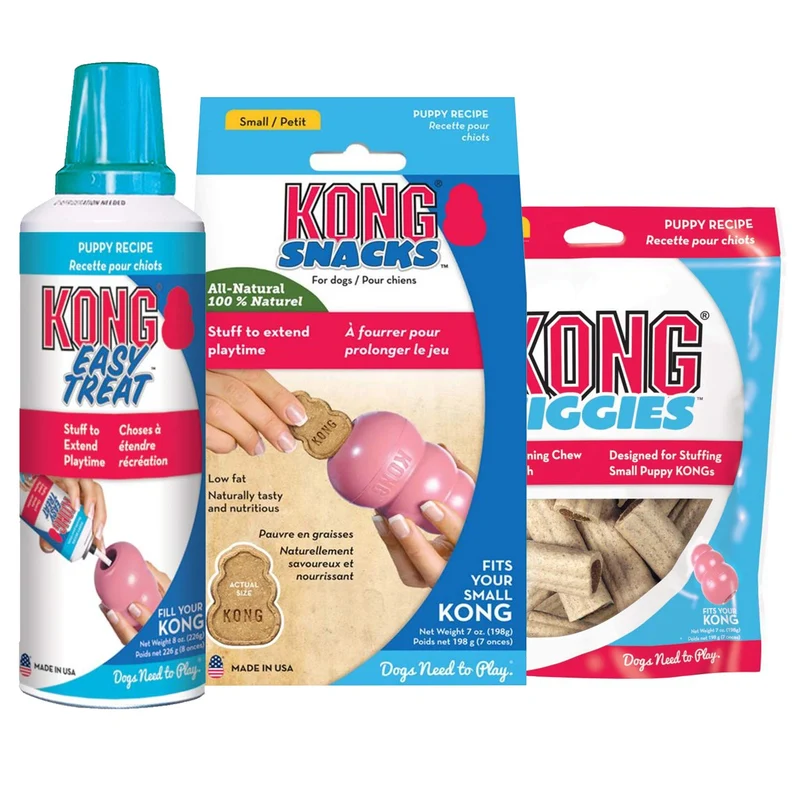 KONG Pack Chiot : Friandises, Spray Facile et Ziggies | Friandises et Jouets pour Petits Chiots