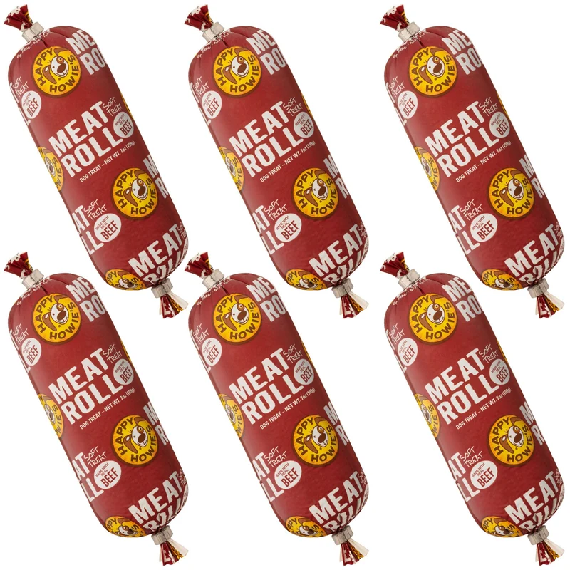 Happy Howie's Rouleau de Viande Douce pour Chien — Protéines élevées, Ingrédients Naturels, USA, Bœuf, Pack de 6 x 7 oz