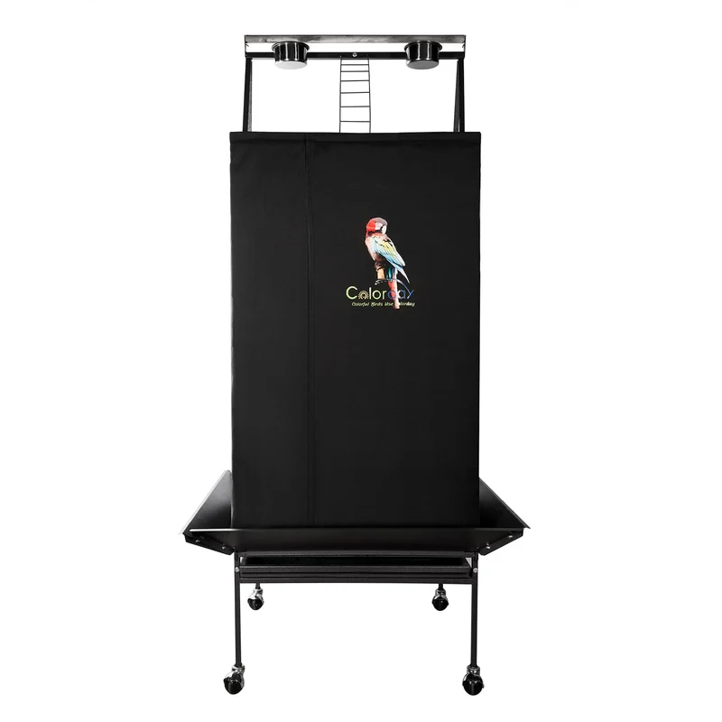 Colorday Housse de Cage Bonne Nuit pour Grande Cage avec Surface de Jeu sur le Dessus – Noir 68 po