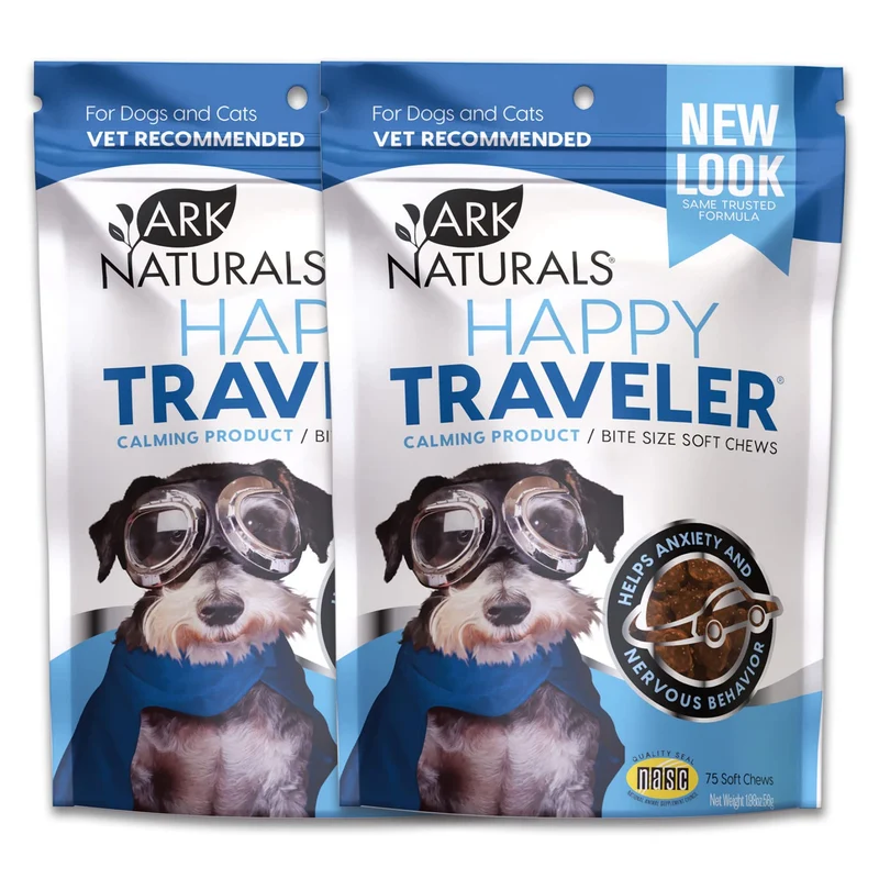 Ark Naturals Happy Traveler – Gommes Apaisantes pour Chiens, Pack Bundle