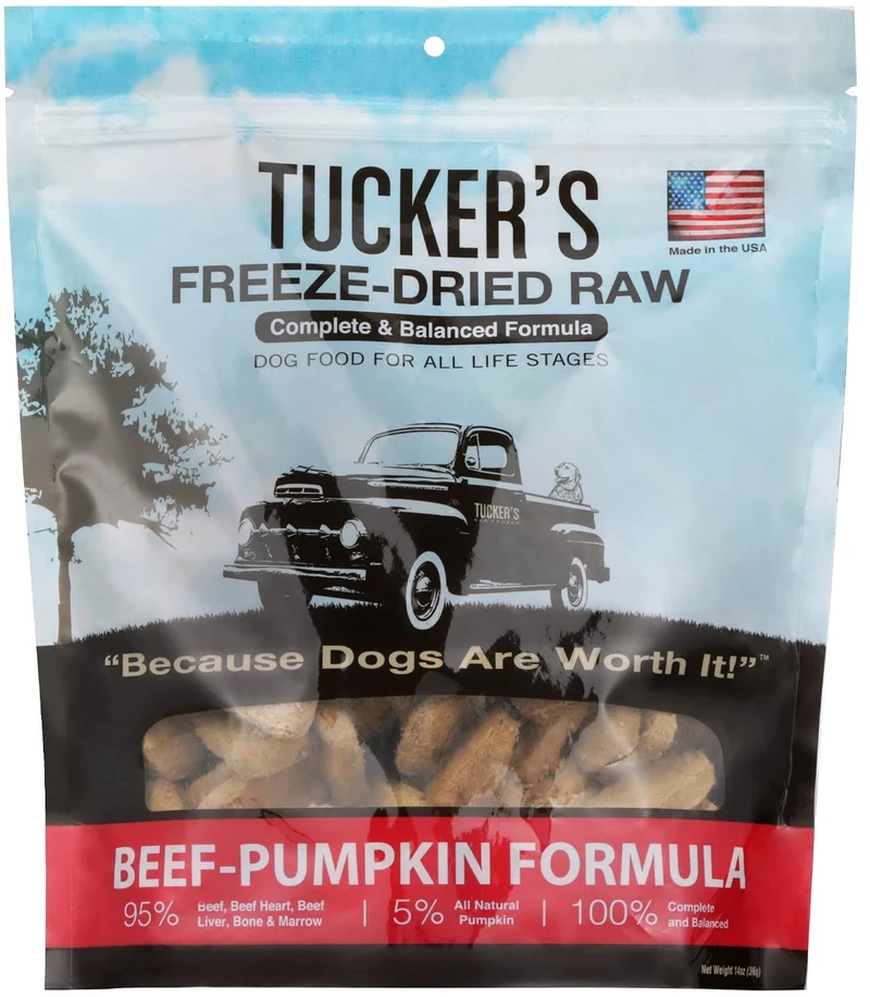Tucker's Raw Frozen Lyophilisée – Nourriture pour chien cru boeuf et potiron, 14 oz