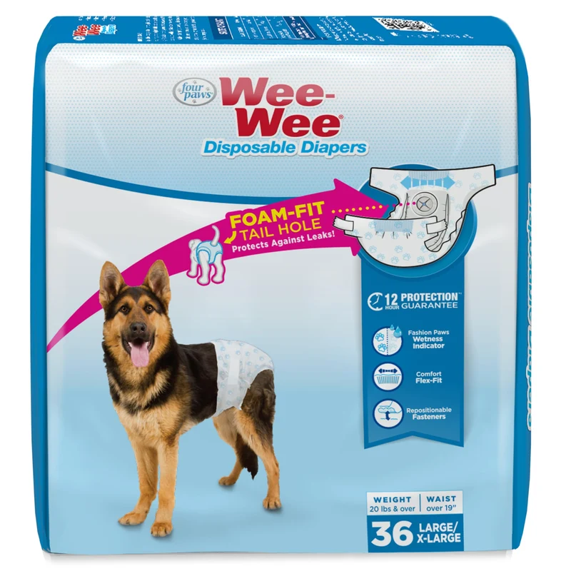 Four Paws Wee-Wee Couches Jetables Grande Taille — Protection Anti-Fuite, 36 Couches