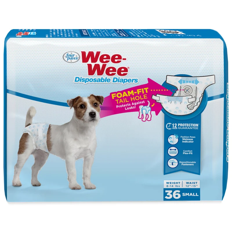 Four Paws Wee-Wee Couches Jetables Petite Taille 12–15 pouces – 36 Couches – Protection Anti-Fuite