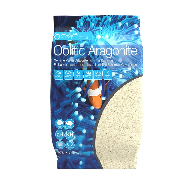 Sable d'aragonite oolithique Aqua Natural – 9,1 kg pour aquariums marins et récifs