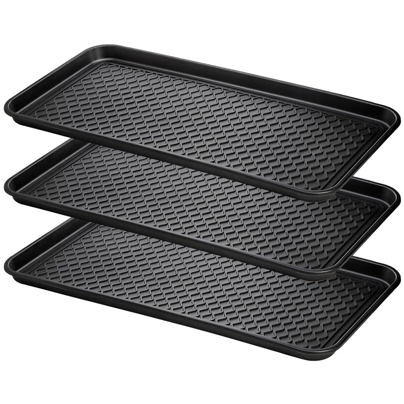 Fasmov Lot de 3 Plateaux polyvalents antidérapants 30 x 15 po – Porte-chaussures, gamelles et plus