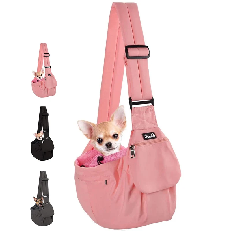 Lukovee Porte-Chien Petit avec Fond Dur Amovible et Sangles Rembourrées – Rose