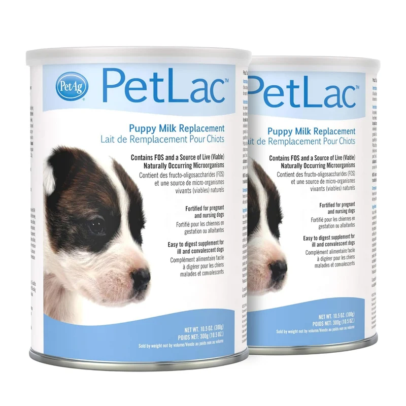 PetLac PetAg – Poudre lait chiots 10,5 oz (pack de 2) | Remplacement lait maternel facile à digérer