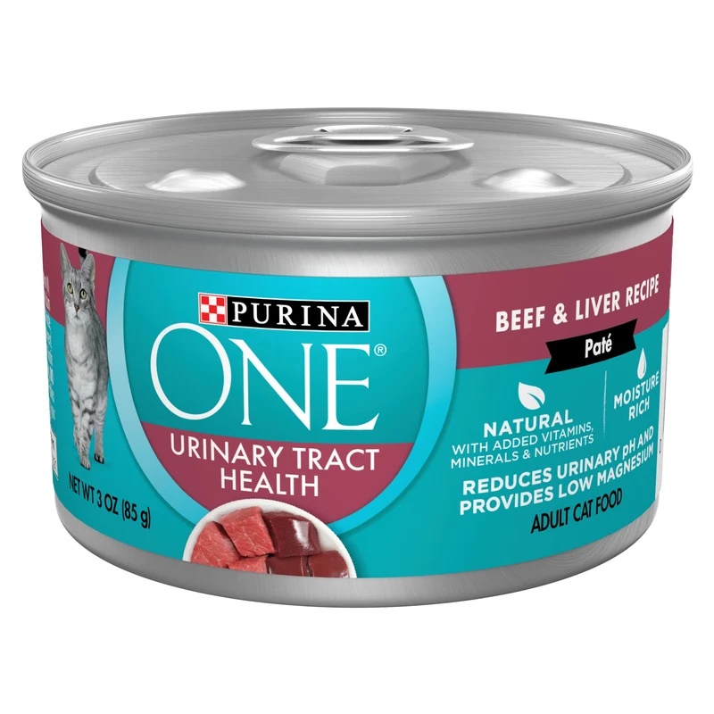 Purina ONE Santé Voies Urinaires – Pâté humide pour chat au bœuf et foie, 24 x 90 g, boîtes à tirette