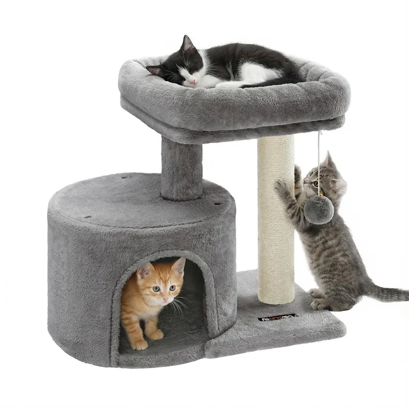 Arbre à chat Feandrea UPCT50W – Tour compacte avec poteau en sisal et cabane plush, pour petits espaces